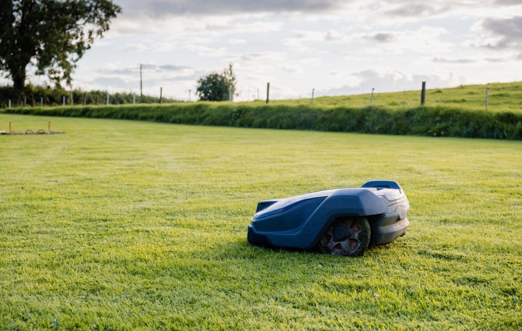 May, Ireland - August 2023: A robotic automatic lawn mower.